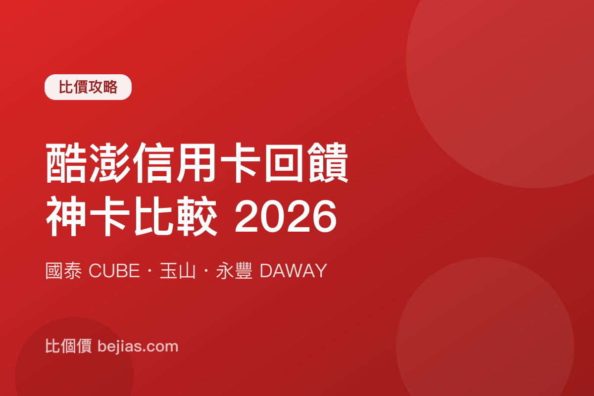 酷澎信用卡回饋怎麼選?2026 刷酷澎神卡比較|國泰 CUBE、玉山、永豐 DAWAY 回饋率實測