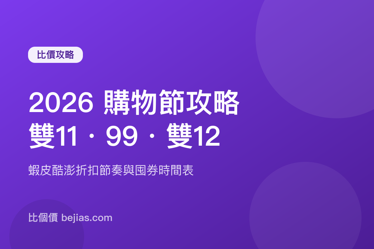 2026 購物節攻略｜雙 11、99、雙 12 蝦皮酷澎折扣節奏與囤券時間表